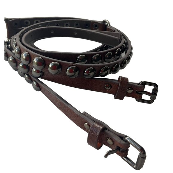 Unbranded Accessories - Double Studded Leather Belt Womens Sz Medium Brown Boho Goth Grunge*READ